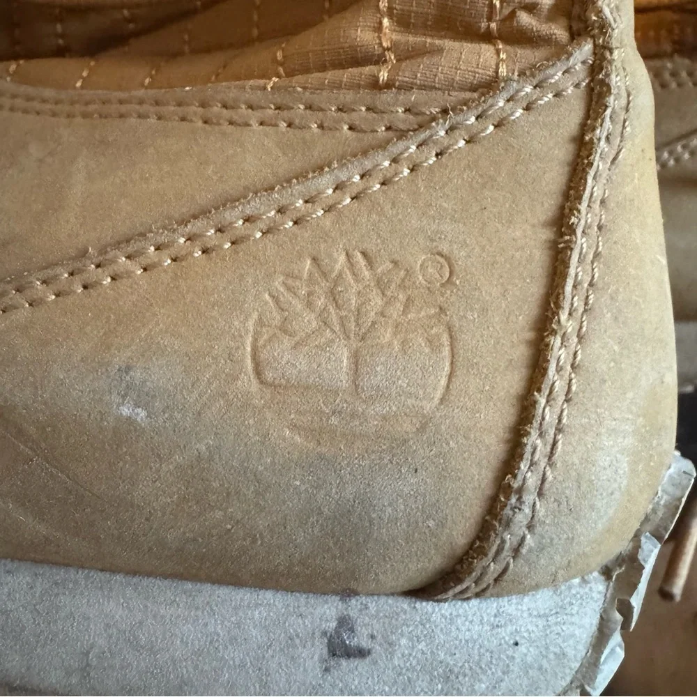 Timberland 650 Tan Quilted Winter Boots with Faux Fur Trim